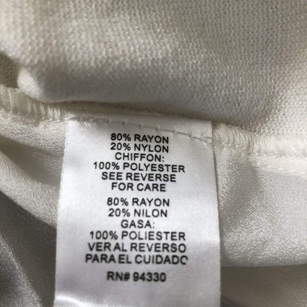 One A Blouse White Chiffon Keyhole Sweater Long - Picture 6 of 8